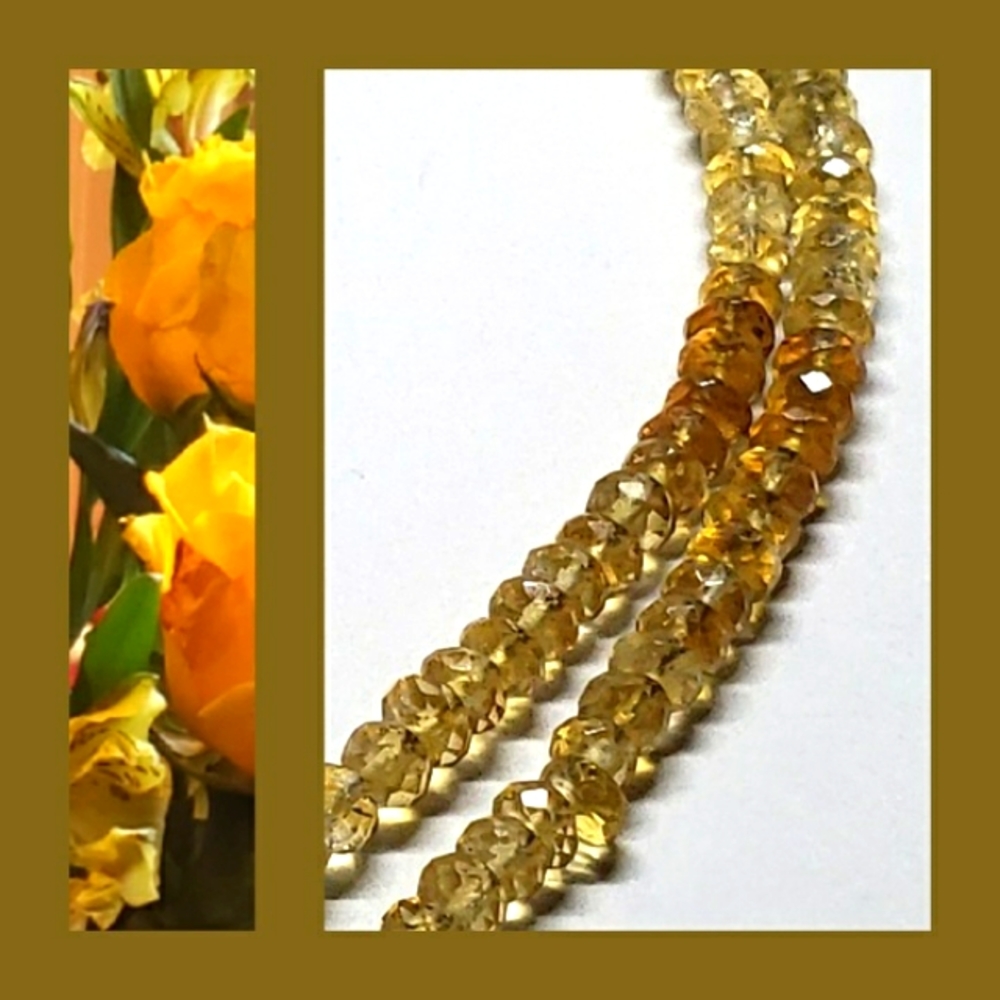 Brazillian Citrine Sterling Silver Faceted Bead Necklace